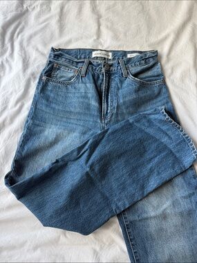 Denim Forum Women's Marlo Hi-Rise Baggy Medium Blue Straight-Leg Jeans